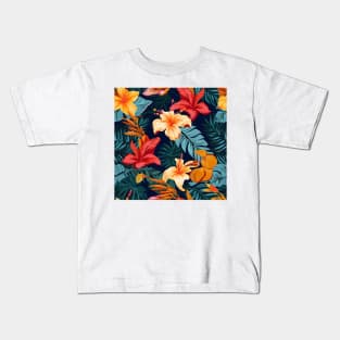 Tropical Flowers Pattern 16 Kids T-Shirt